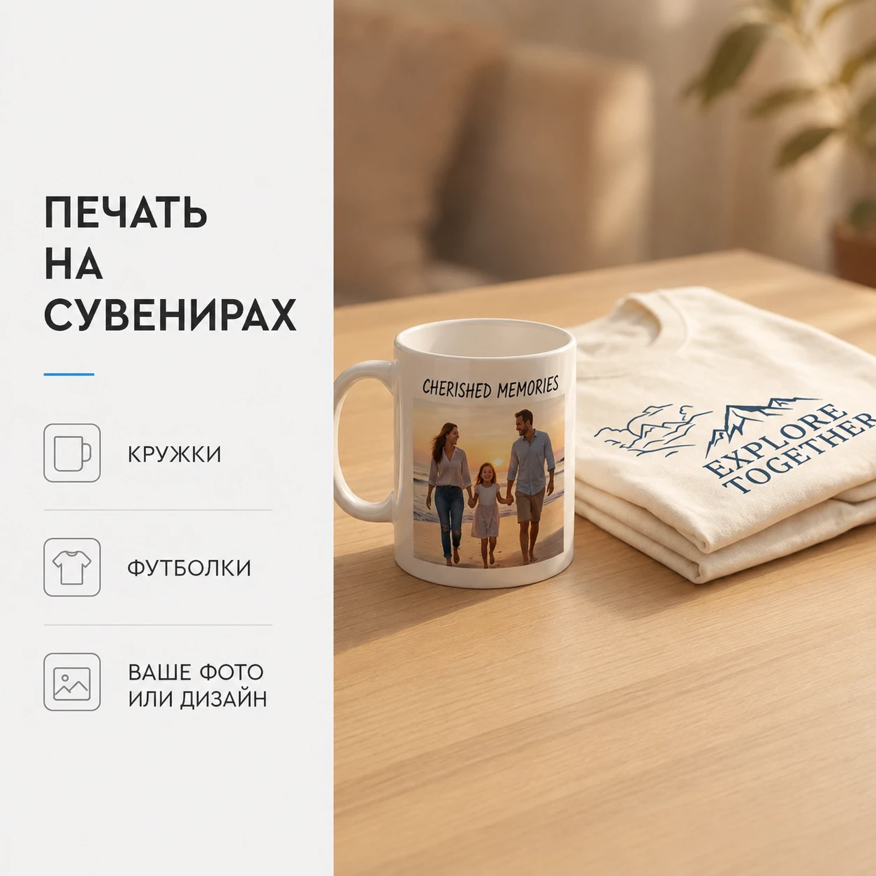 Кружка и футболка с индивидуальной печатью